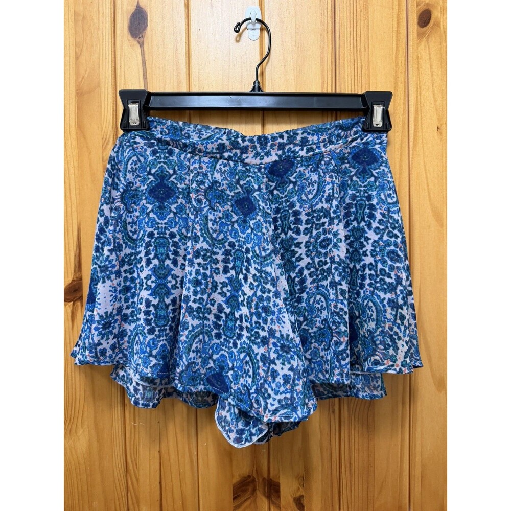 Show Me Your Mumu Women's Blue Paisley High-Waisted Carlos Swing Shorts Sz Small